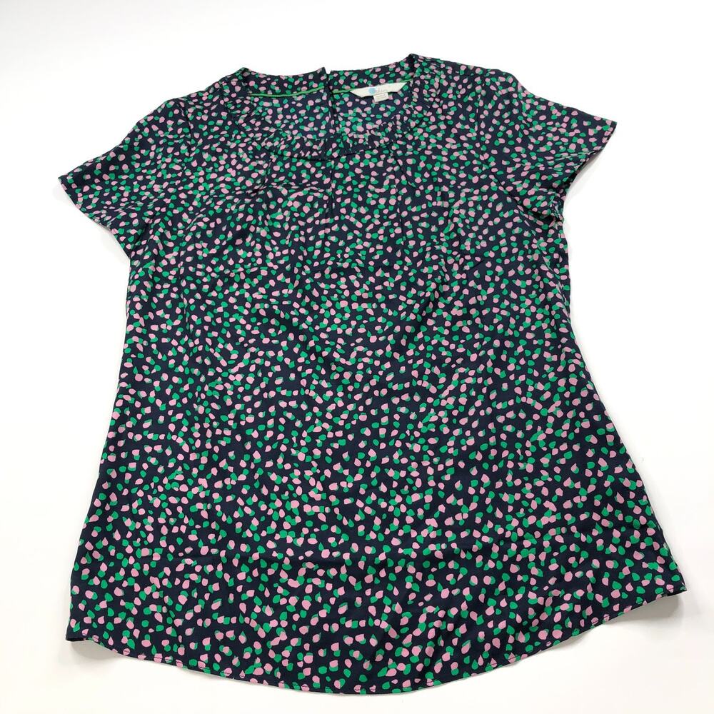 Boden Carey 2 Silk Blend Womens Pullover Top Shirt Blouse Navy MINT W0093